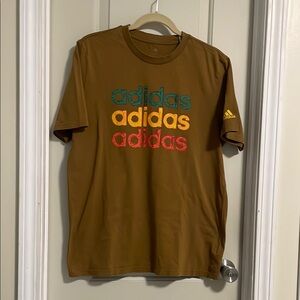 Adidas Brown Short Sleeve Tee with Bold Logo Sz M